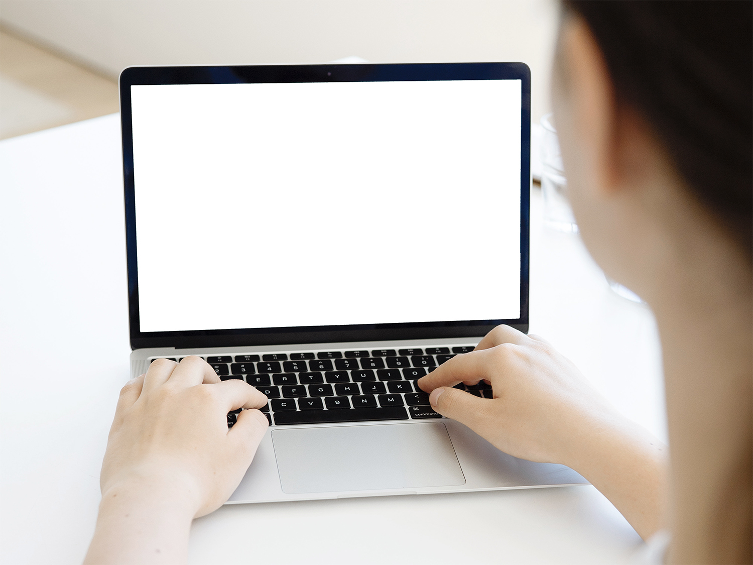 Female Using Laptop Free Mockup