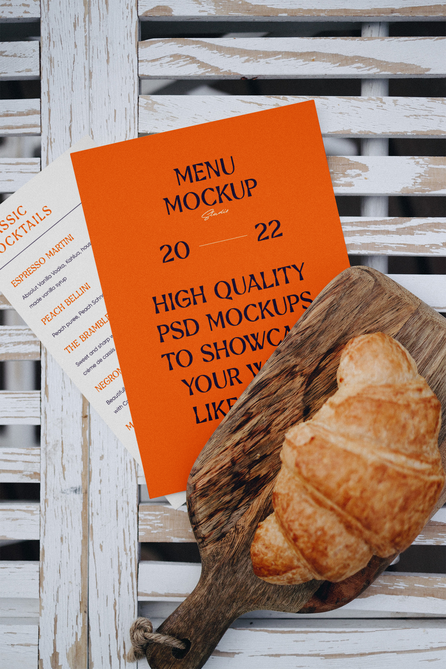 Menu Cards with Croissant Free Mockup