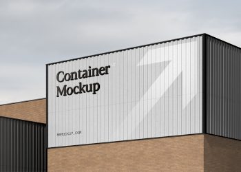 Metal Container with Sign Free Mockup