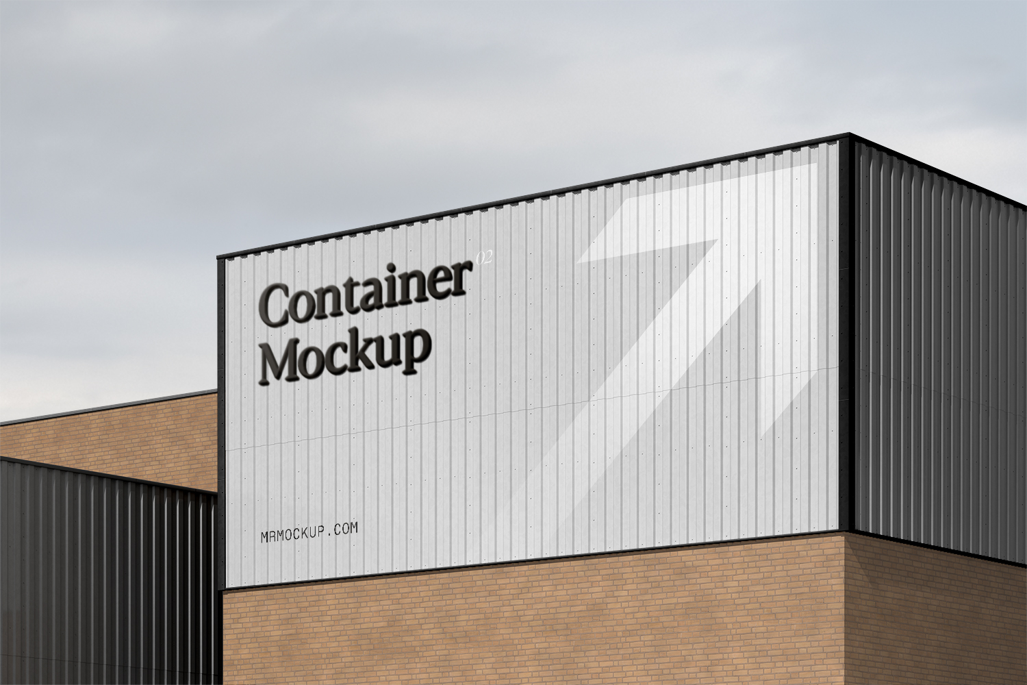 Metal Container with Sign Free Mockup