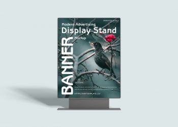 Modern Advertising Display Stand Banner Free Mockup