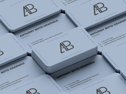 Rounded Business Card Grid Free Mockup