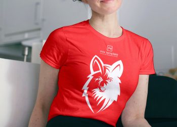 Smiling Woman Wearing T-Shirt Free Mockup