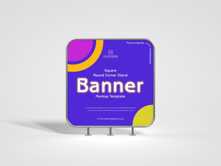 Square Round Square Round Corner Stand Banner Free Mockup - Best Free Mockups