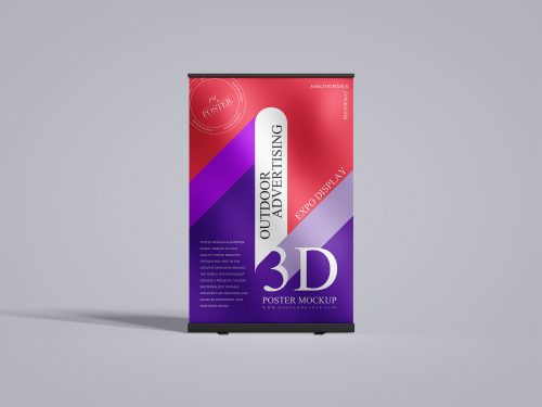 3D Display Poster Free Mockup