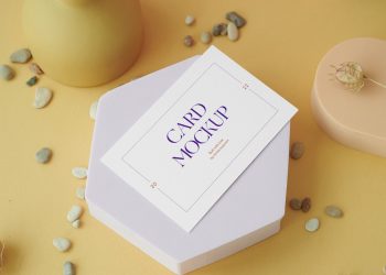 Card with Papers Figures Free Mockups