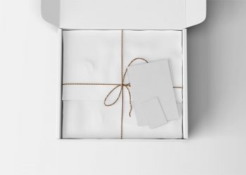 Gift Box with Greeting Card Free Mockup