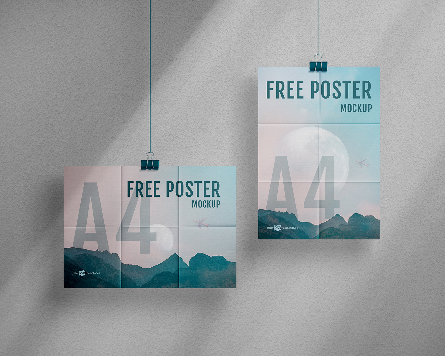 Hanging Minimal Posters Free Mockups