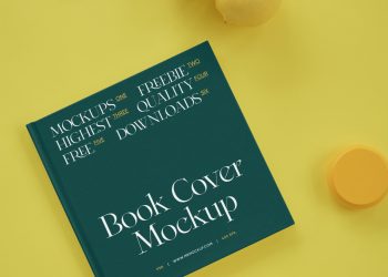 Hard Cover Book on Desk Free Mockups