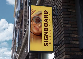 Portrait Street Signboard Free Mockup