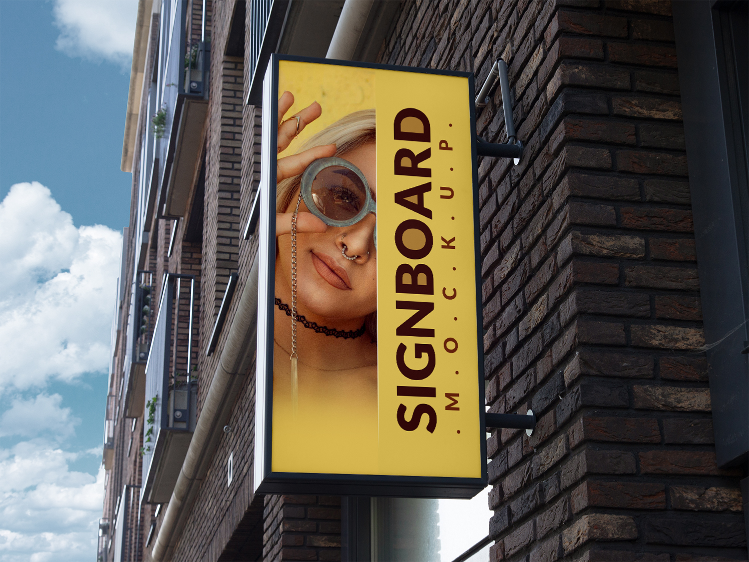 Portrait Street Signboard Free Mockup