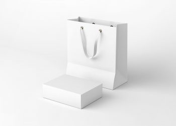 Shopping Bag with Box Free Mockup