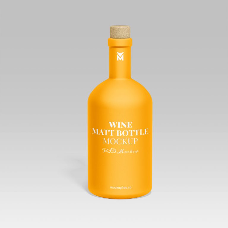 Wine Matt Bottle Free Mockup