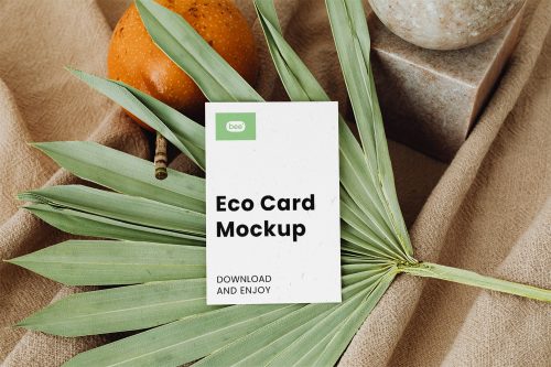 Business Card on Leaf Free Mockup