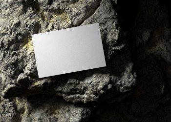 Business Card on Rock Free Mockup