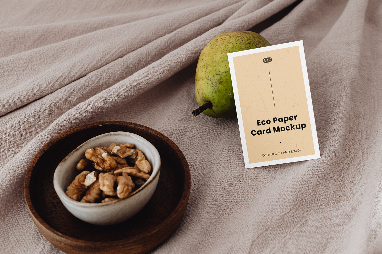 Business Card with Walnuts Free Mockup