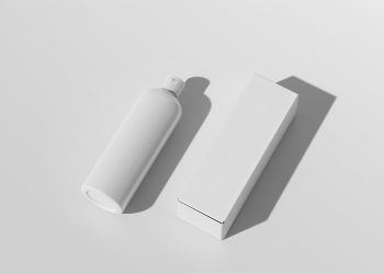 Cosmetic Bottle with Box Free Mockup