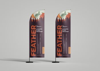 Feather Convex Flag Free Mockup