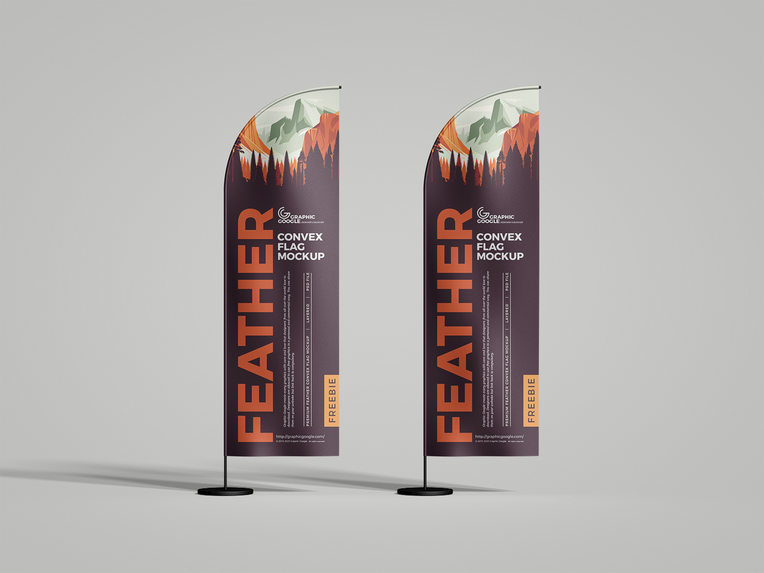 Feather Convex Flag Free Mockup