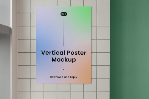 Front Poster on Wall Free Mockup