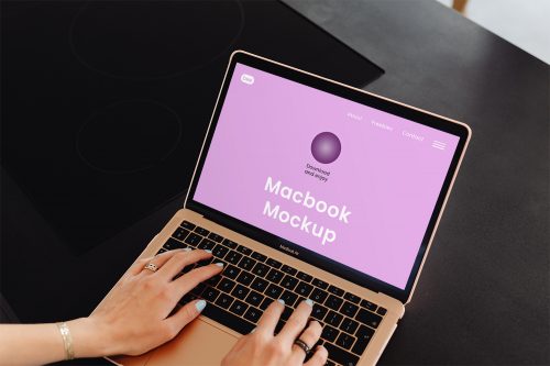 Macbook Air with Hands Free Mockup