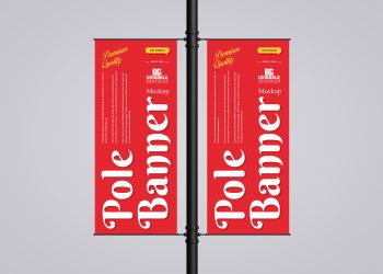 Outdoor Advertising Pole Banner Free Mockup