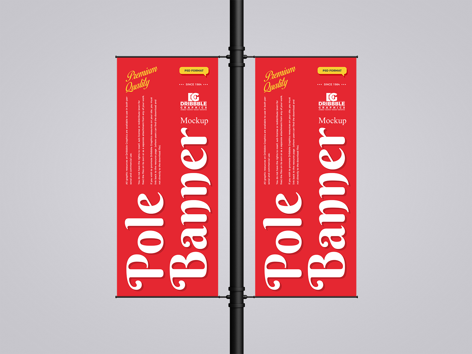 Outdoor Advertising Pole Banner Free Mockup