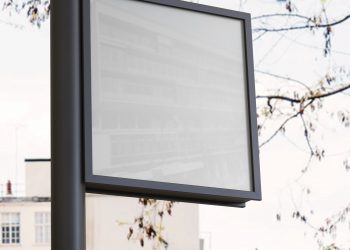 Outdoor Advertising Pole Sign Free Mockup