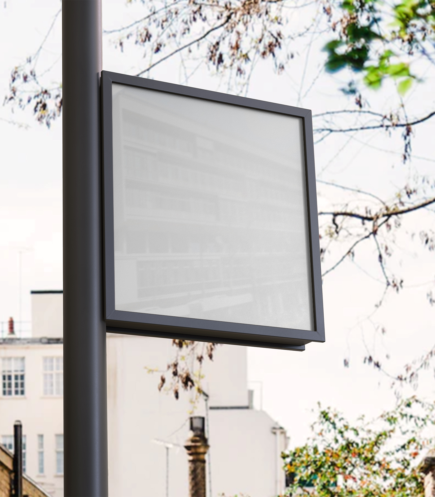 Outdoor Advertising Pole Sign Free Mockup