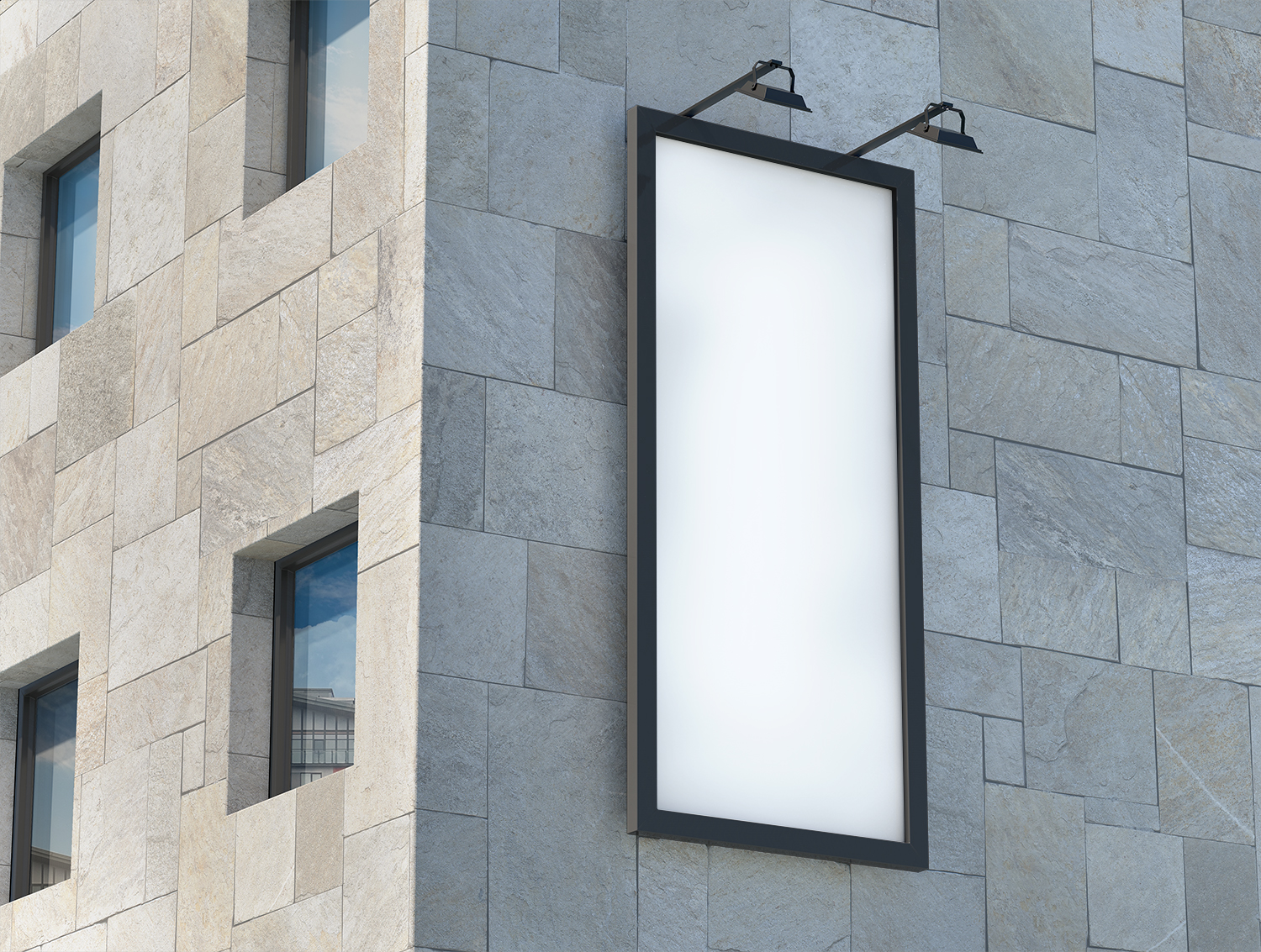 Outdoor Vertical Building Billboard Free Mockup