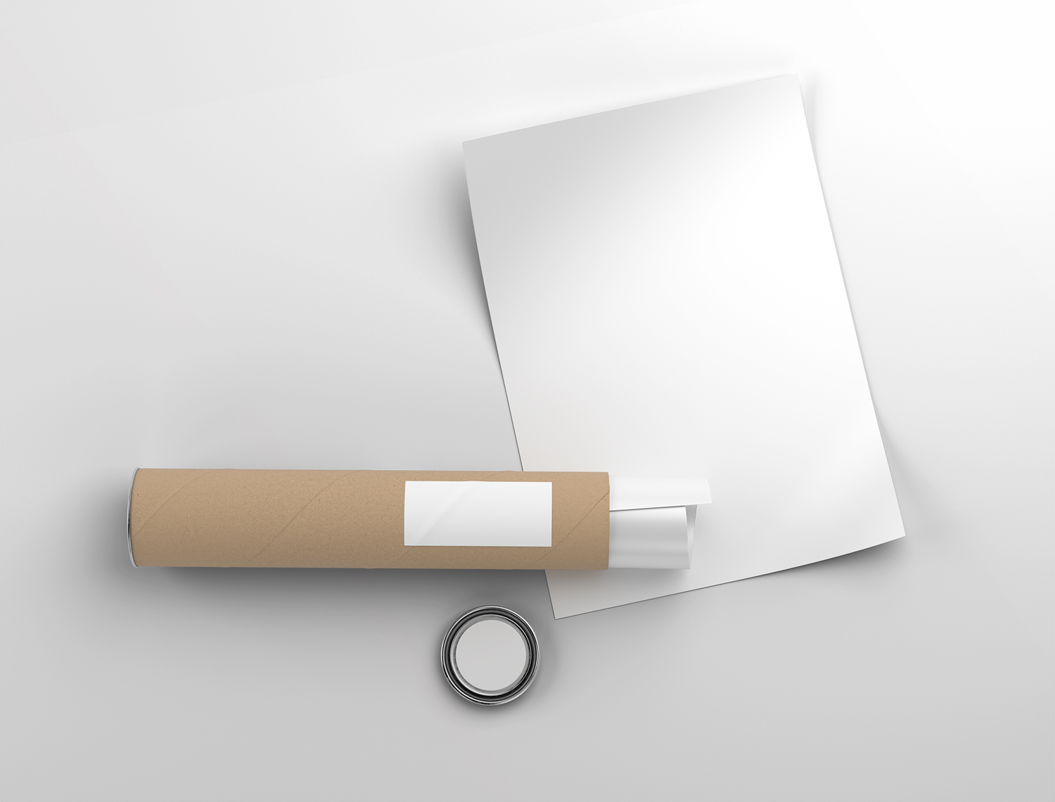 Poster with Paper Tube Free Mockup