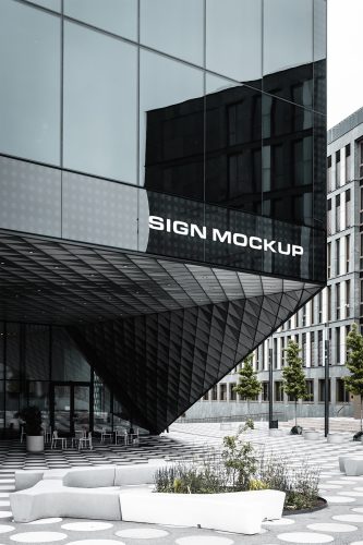 Sign on Corporate Building Free Mockup