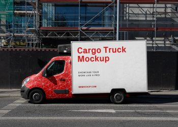 Small Cargo Truck Free Mockup