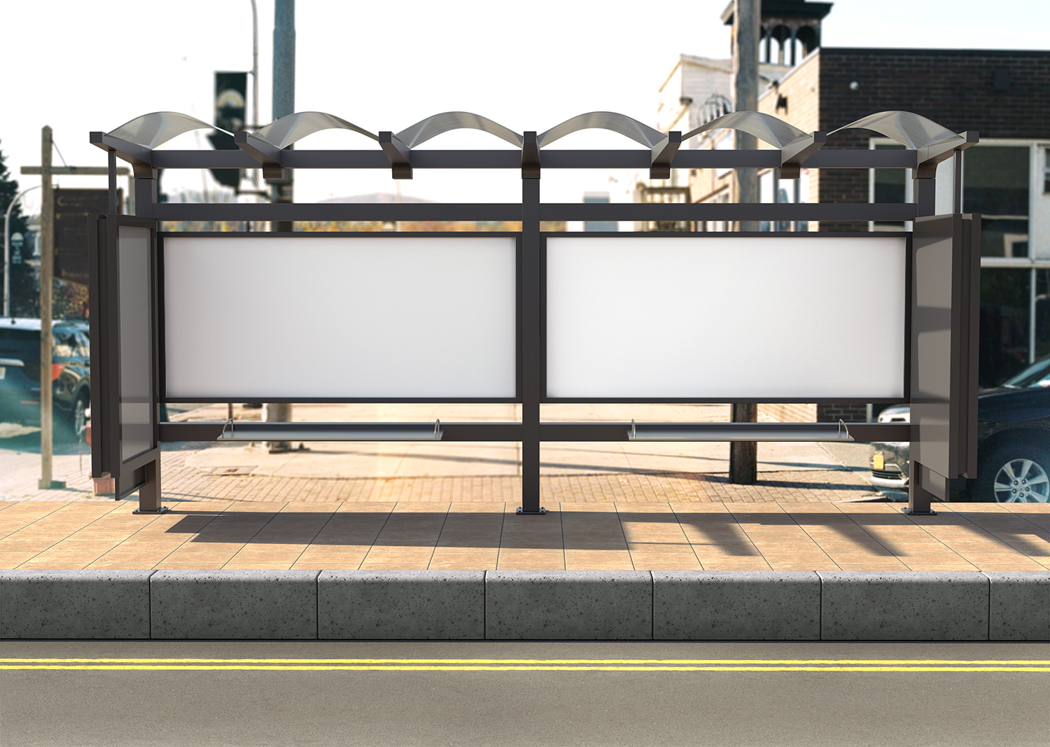 Bus Stop Advertising Billboard Free Mockup