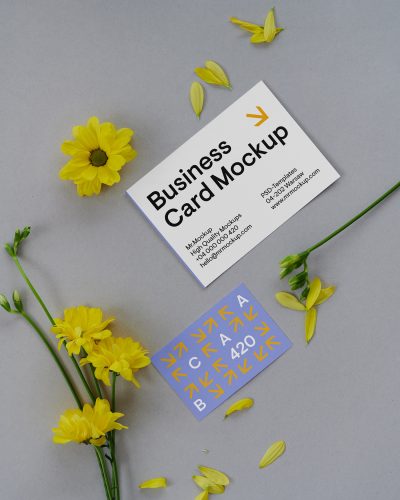 Business Cards on Floor Free Mockup 02