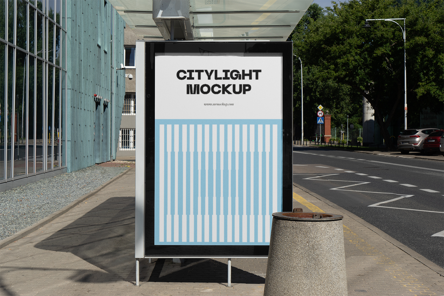 Citylight on a Bus Stop Free Mockup