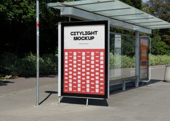 Citylight on a Bus Stop Free Mockup