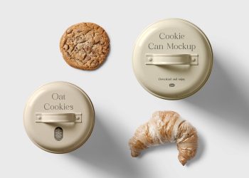 Cookie Can Top View Free Mockup