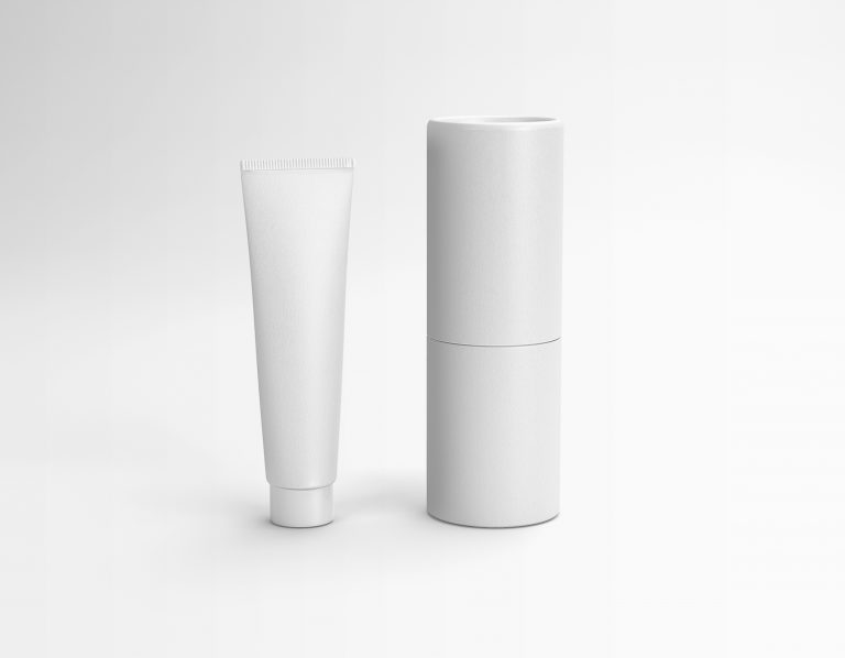 Cosmetic Squeeze Tube with Paper Packaging Tube Free Mockup — Free