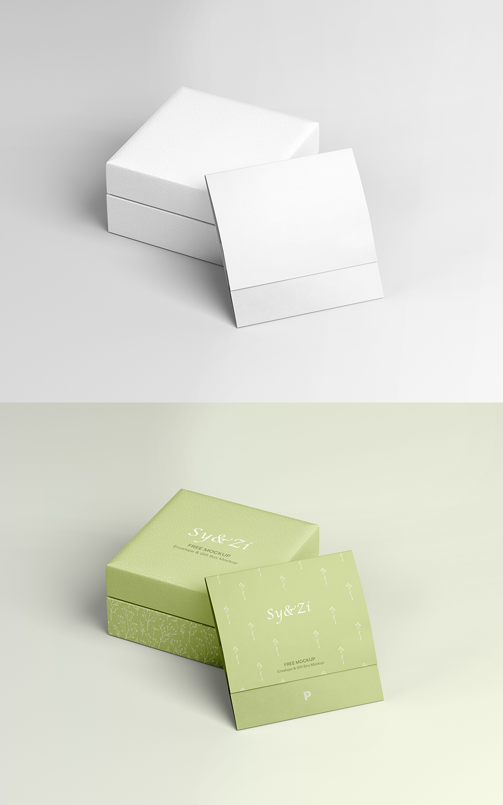 Envelope with Gift Box Free Mockup