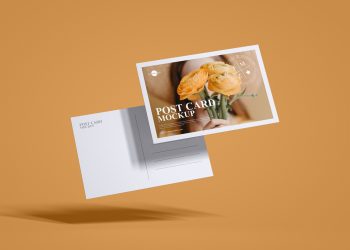 Floating Post Card Free Mockup