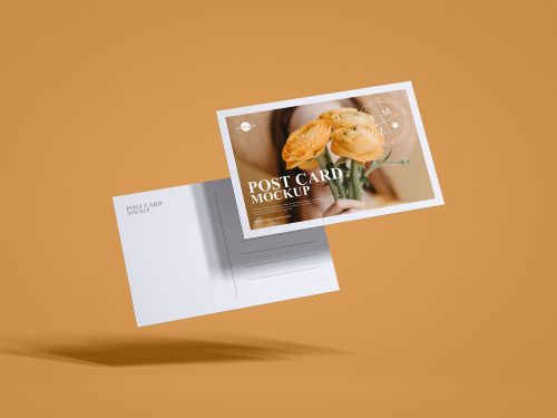 Floating Post Card Free Mockup