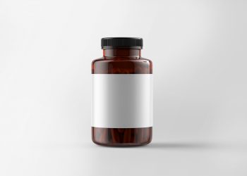 Free Pills Amber Bottle Mockup