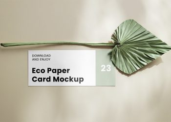 Oblong Card with Leaf Free Mockup