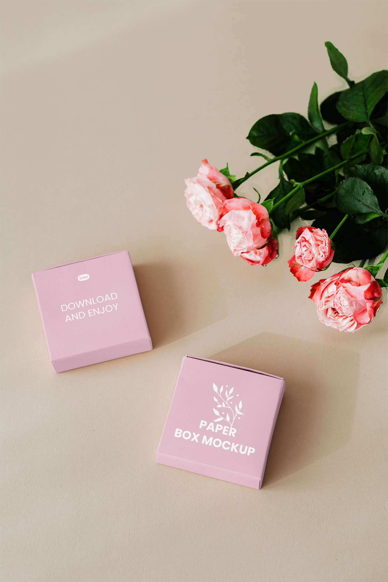 Paper Boxes with Roses Free Mockup