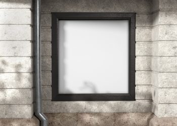 Square Window Poster Free Mockup