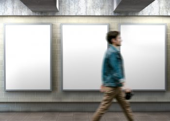 Three Subway Station Poster Free Mockup