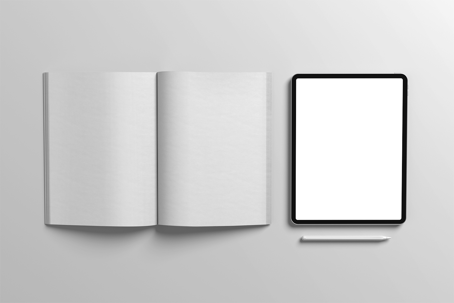 A4 Magazine with iPad Free Mockup