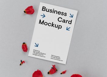 Card with Flower on Table Free Mockups