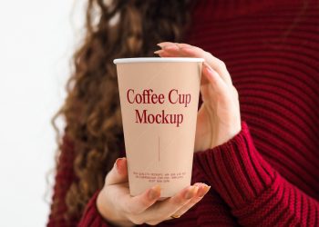 Coffee Cup in Women Hands Free Mockup